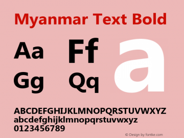 Myanmar Text Bold Version 1.10 Font Sample