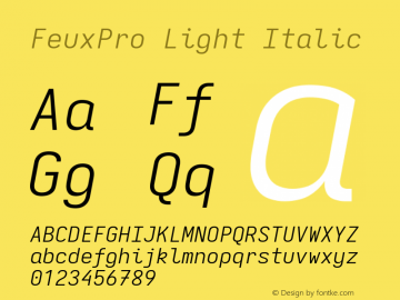 FeuxPro Light Italic Version 3.7.1; ttfautohint (v1.8.3)图片样张