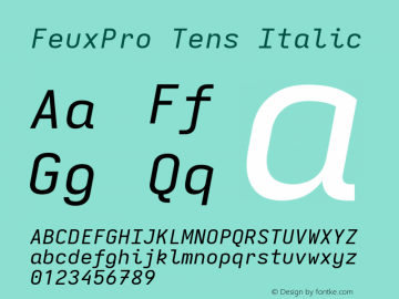 FeuxPro Tens Italic Version 3.7.1; ttfautohint (v1.8.3)图片样张