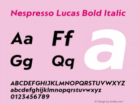 Nespresso Lucas Bold Italic Version 1.001;PS 001.001;hotconv 1.0.88;makeotf.lib2.5.64775图片样张