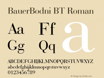 Bauer Bodoni BT mfgpctt-v1.52 Monday, January 25, 1993 1:01:00 pm (EST)图片样张