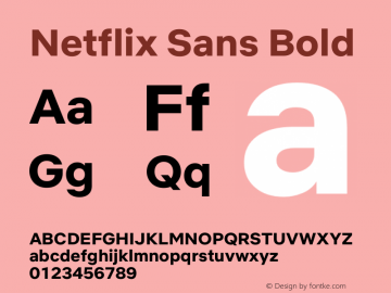 Netflix Sans Bold Version 2.001;March 4, 2019;FontCreator 11.5.0.2430 64-bit图片样张