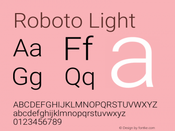 Roboto Light Version 2.01289; 2015 Font Sample