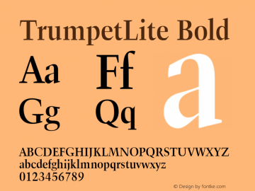 TrumpetLite Bold Unknown Font Sample