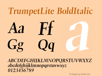 TrumpetLite BoldItalic Unknown Font Sample