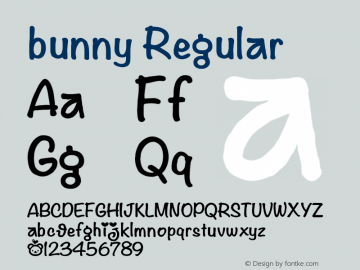 bunny Version 1.00;January 3, 2019;FontCreator 11.5.0.2427 32-bit Font Sample