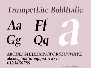 TrumpetLite BoldItalic Unknown图片样张