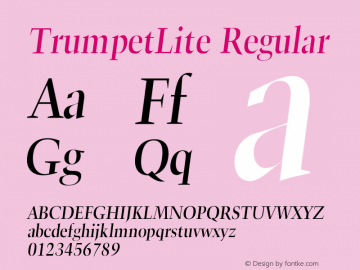 TrumpetLite Regular Version 0.0 Font Sample