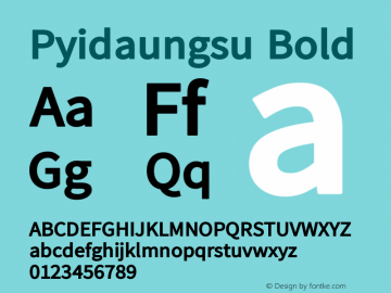 Pyidaungsu-Bold Version 2.053; ttfautohint (v1.8.2) Font Sample