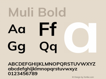 Muli Bold Version 2.000 Font Sample