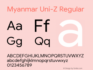 Myanmar Uni-Z Version 3.20 August 1, 2019 Font Sample