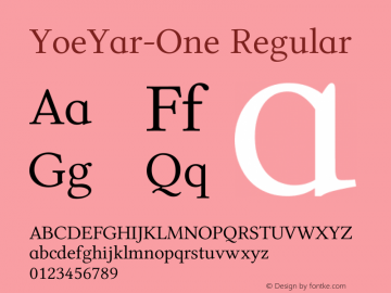 YoeYar-One Version 1.040 2012 Font Sample