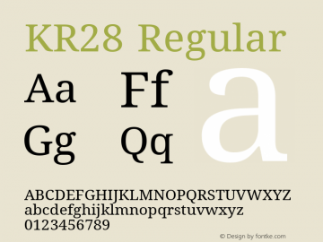 KR28 Regular Version 28 Decemberr 03, -2020 Font Sample