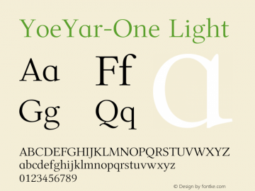 YoeYar-One Light Version 1.040 2012 Font Sample