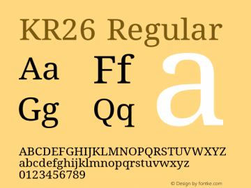 KR26 Regular Version 4.300 Font Sample