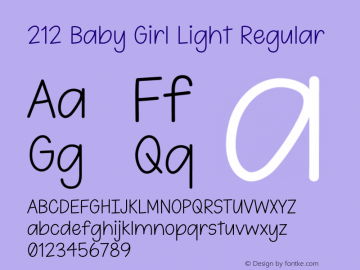 212 Baby Girl Light Version 1.00;July 13, 2020;FontCreator 11.5.0.2430 64-bit图片样张