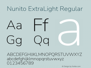 Nunito ExtraLight Version 3.600; ttfautohint (v1.8.3) Font Sample