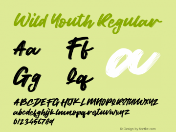 Wild Youth Version 1.00;July 14, 2020;FontCreator 12.0.0.2567 64-bit Font Sample