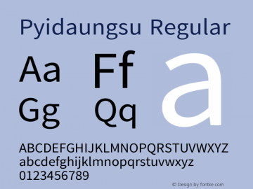 Pyidaungsu Version 2.053; ttfautohint (v1.8.2) Font Sample