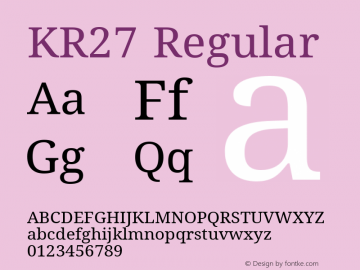 KR27 Regular Version 1.00 November 14, 2015 Font Sample