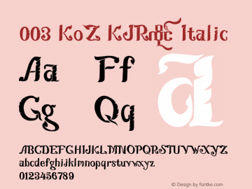 003 KoZ KJR Italic Version 2.50;May 21, 2020图片样张