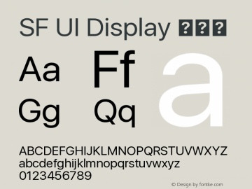 SF UI Display 常规体  Font Sample