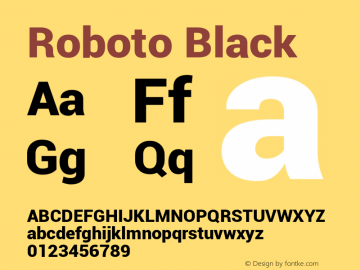 Roboto Black Version 1.00000; 2011 Font Sample