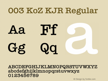 003 KoZ KJR Version 2.50;August 21, 2020;FontCreator 12.0.0.2521 64-bit Font Sample