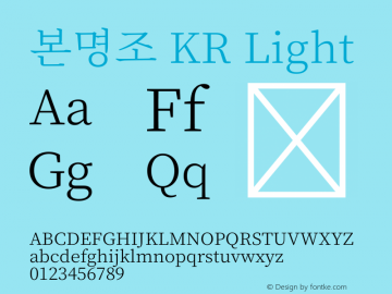 본명조 KR Light 图片样张