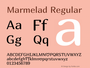 Marmelad Version 1.000 Font Sample