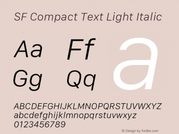 SF Compact Text Light Italic 11.0d10e2 Font Sample