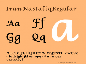 IranNastaliq Regular Version 1.001;July 26, 2018;FontCreator 11.5.0.2427 64-bit图片样张