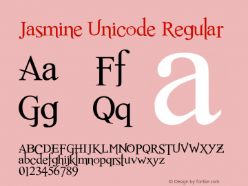 Jasmine Unicode Version 1.000 Nov 6, 2015图片样张