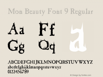 Mon Beauty Font 9 Version 1.00 December 1, 2015, initial release Font Sample
