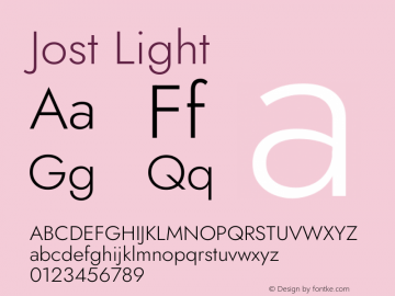 Jost Light Version 3.600 Font Sample