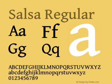 Salsa Version 1.00;December 30, 2020;FontCreator 12.0.0.2565 64-bit Font Sample