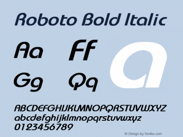 Roboto Bold Italic Version 2.138;May 15, 2018;FontCreator 11.5.0.2421 64-bit Font Sample