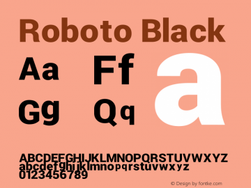 Roboto Black Version 1.100141; 2013 Font Sample