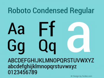 Roboto Condensed Regular Version 1.100141; 2013图片样张