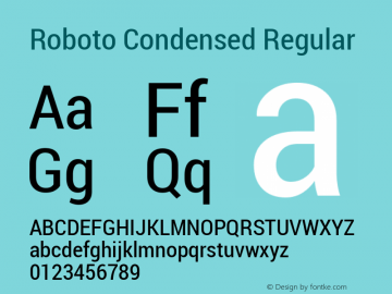 Roboto Condensed Regular Version 1.100141; 2013 Font Sample