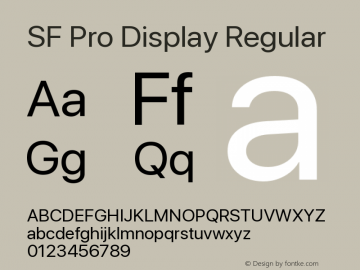 SF Pro Display Regular Version 13.0d3e20 Font Sample