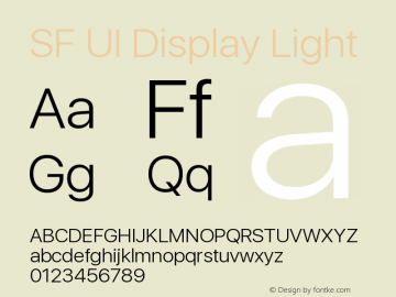 SF UI Display Light 11.0d44e2 Font Sample