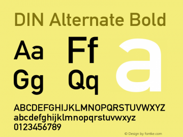 DIN Alternate Bold Version 1.00 January 4, 2021, initial release图片样张