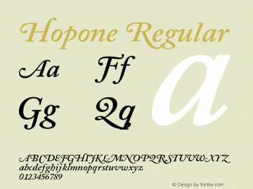 Hopone Version 1.00 September 3, 2015, initial release Font Sample