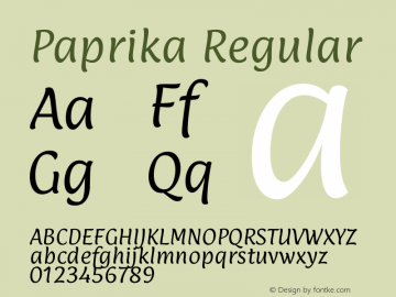 Paprika Version 1.001 Font Sample