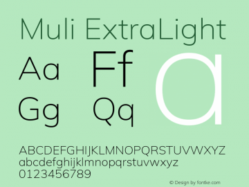 Muli ExtraLight Version 2.000图片样张