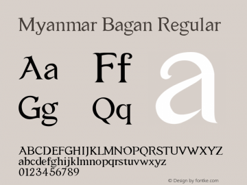 Myanmar Bagan Version 3.20;March 23, 2020;FontCreator 12.0.0.2545 64-bit Font Sample