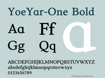 YoeYar-One Bold Version 1.040 2012 Font Sample
