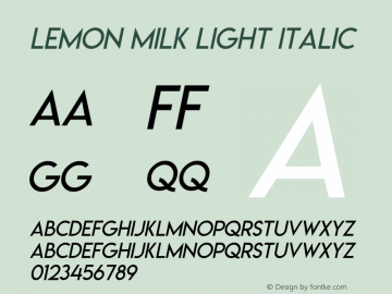 Lemon Milk Light Italic FontCreator 11.5.0.2427 (www.Farsgraphic.com) Font Sample