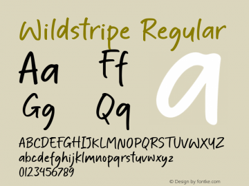 Wildstripe Version 1.00;October 14, 2020;FontCreator 12.0.0.2567 64-bit图片样张